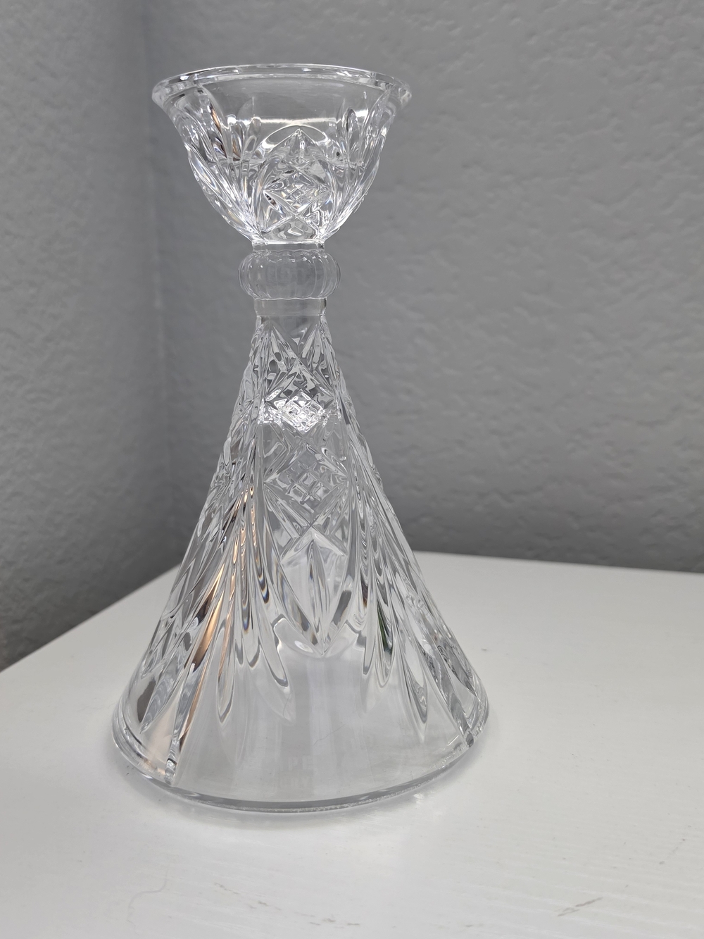 Classic Clear Cut Crystal Taper Candle Holder/ Vase